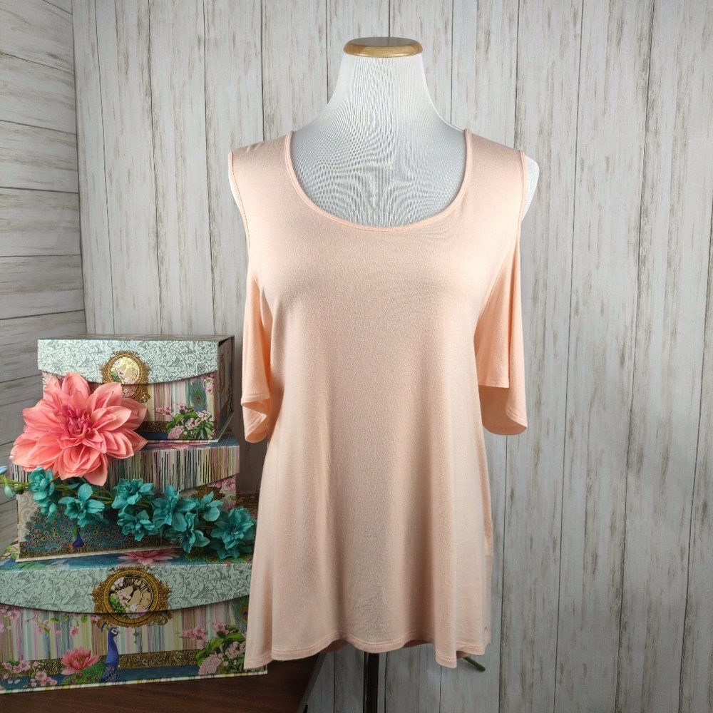 Tahari Shakira knit cold shoulder top a49